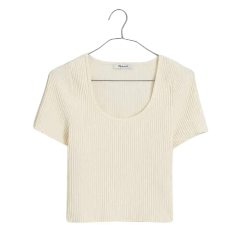 Madewell Ottoman Rib Crop Top New With Tags in Bright Ivory Size XXS